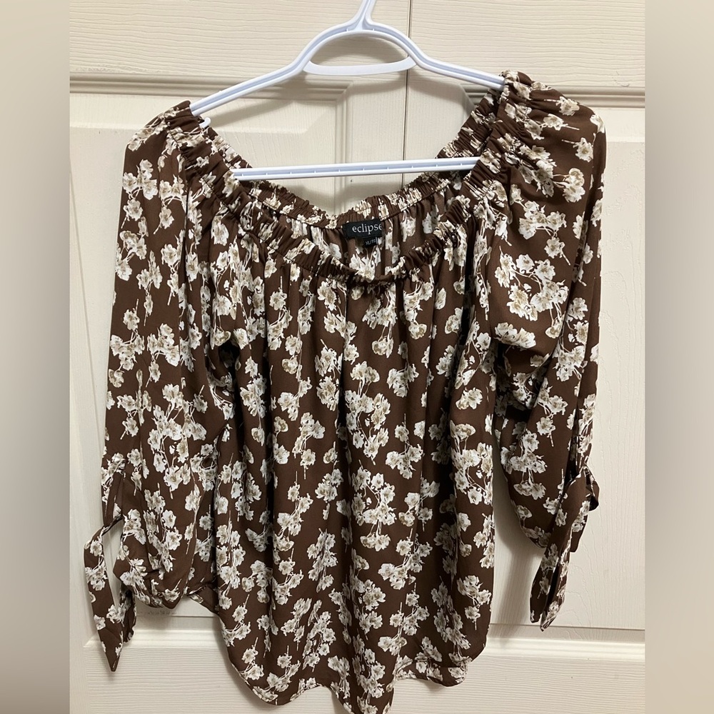 🔥 2 For $20 - Eclipse Brown Floral Women's Top